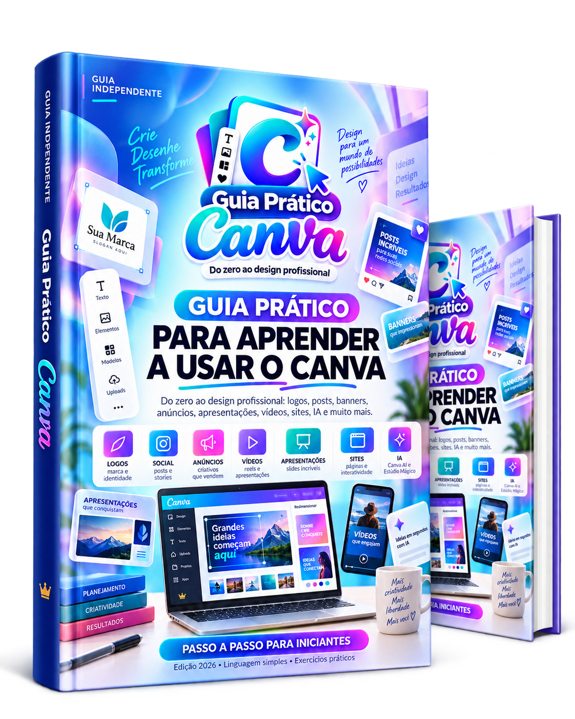 Mockup 3D do ebook Guia Prático Canva